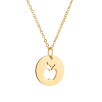 personality nutritionist symbol necklace goldsilver color hollow apple charm choker chain round pendant women jewelry gift