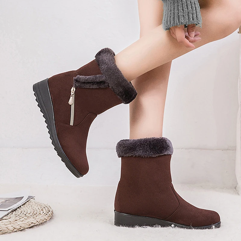 Новинка женские теплые однотонные Нескользящие зимние сапоги водонепроницаемые