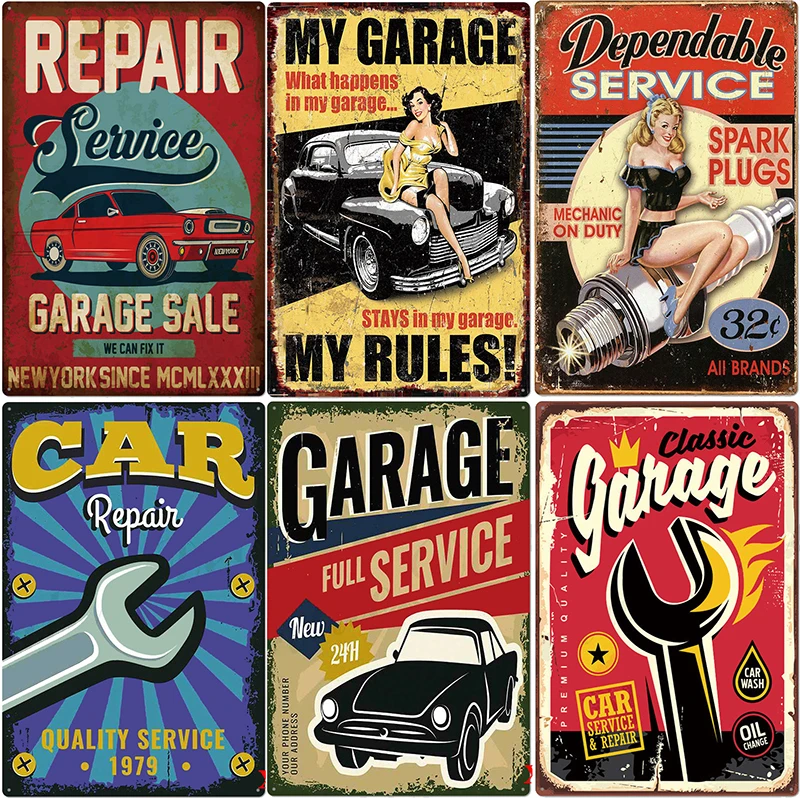 Табличка с надписью My Garage rules металлическая Настенная Наклейка для украшения