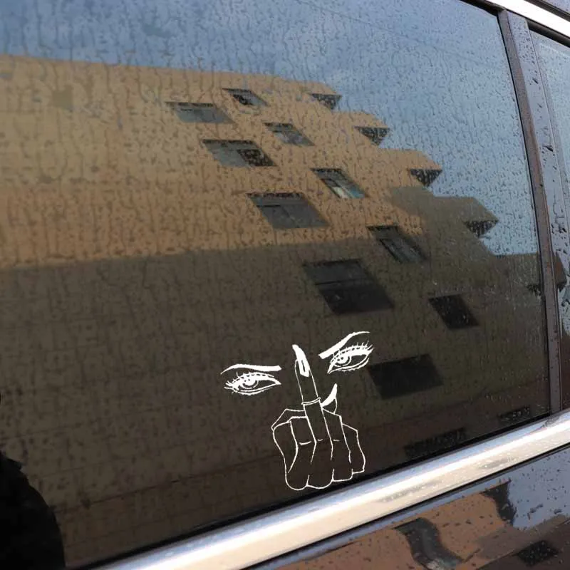 

Car Sticker Eye Girl PVC Waterproof Sun Protection Decal Decorative Woman Middle Finger Black/silver 16.2cm * 15.2cm