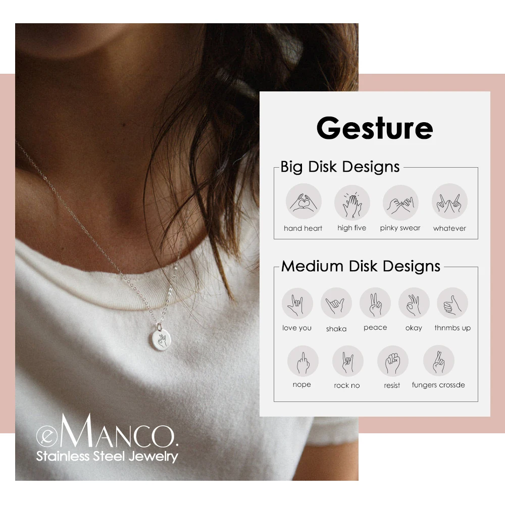 Женское ожерелье с подвеской eManco из нержавеющей стали 316L в Корейском