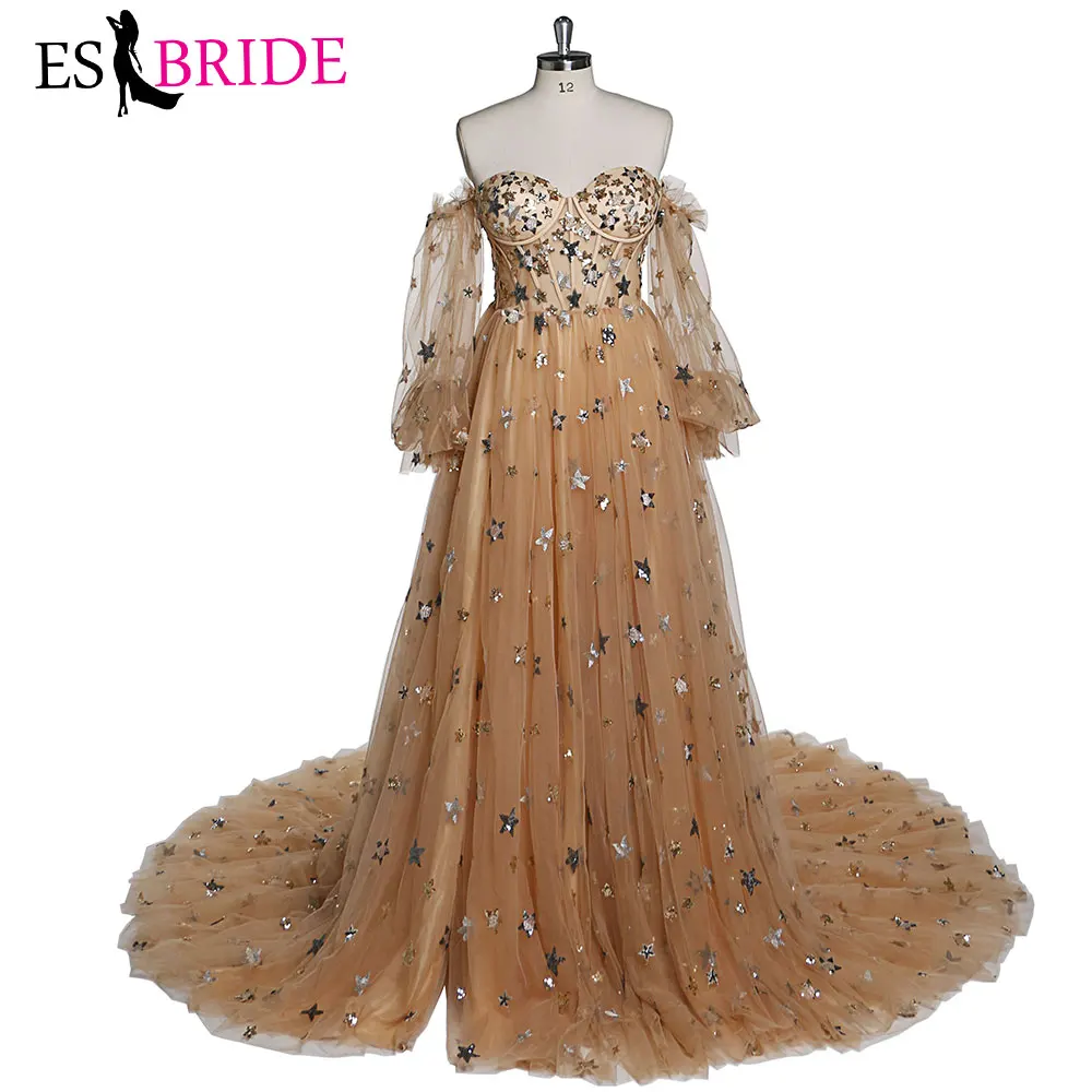 

Elegant Off The Shoulder Sparkle Stars Evening Dress Long Prom Formal Party Dresses Plus Size