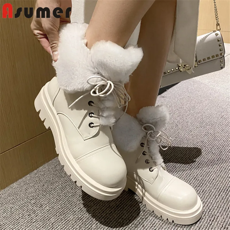Asumer/большой размер 43 Теплые зимние сапоги повседневная женская обувь на толстой