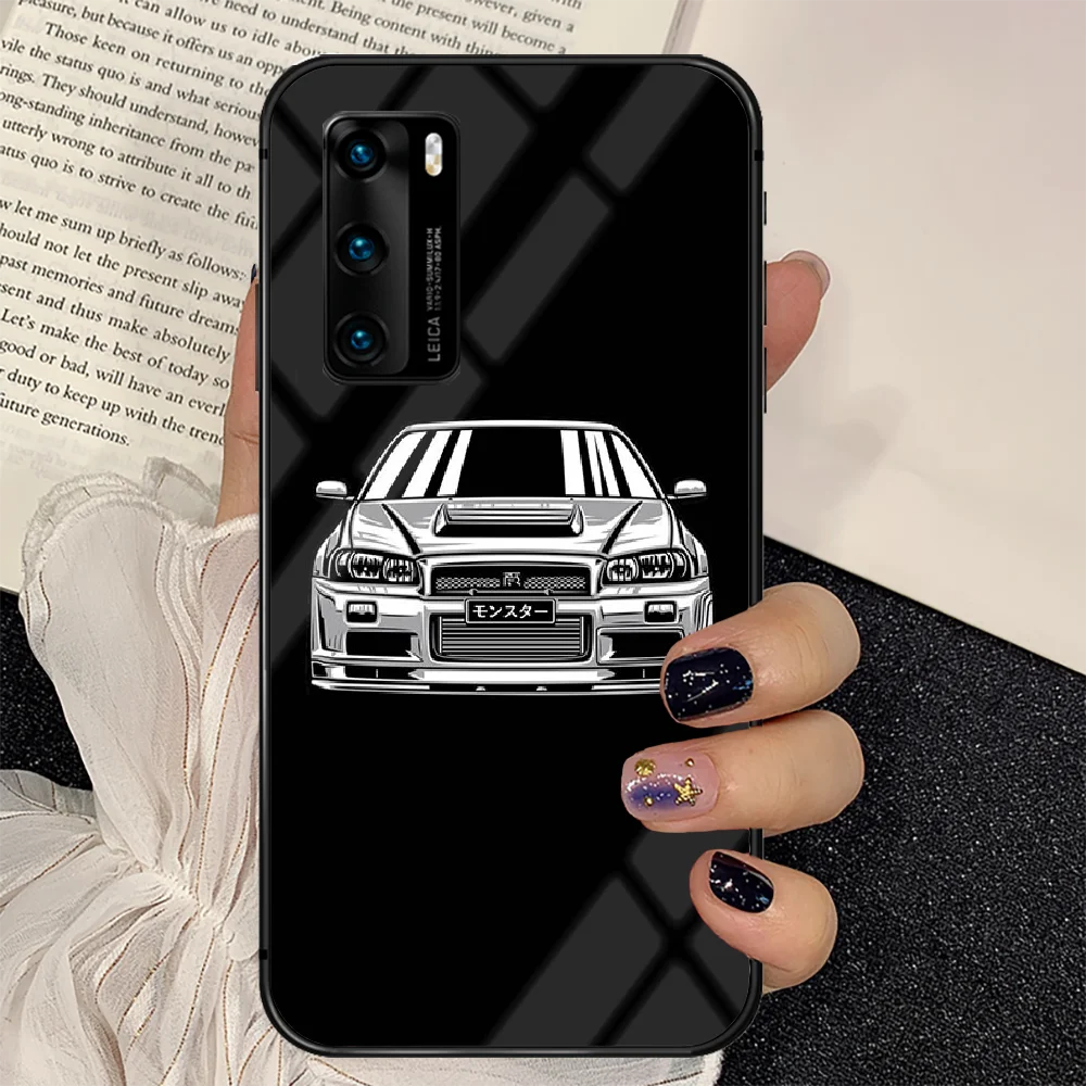 

Japanese Sports Car GTR Phone Tempered Glass Case Cover For Huawei P Nova Mate 5T 20 30 40 E Pro Lite Smart 2019 2021 Funda