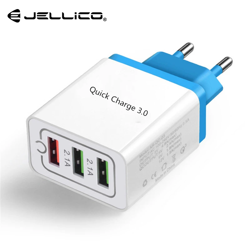 Blue Jellico quick charge 3,0 USB зарядное устройство для iPhone X 8 7 iPad быстрое настенное зарядное устройство для samsung S9 Xiaomi Mi 8 huawei P20 Pro 3 порта - Тип штекера: Blue