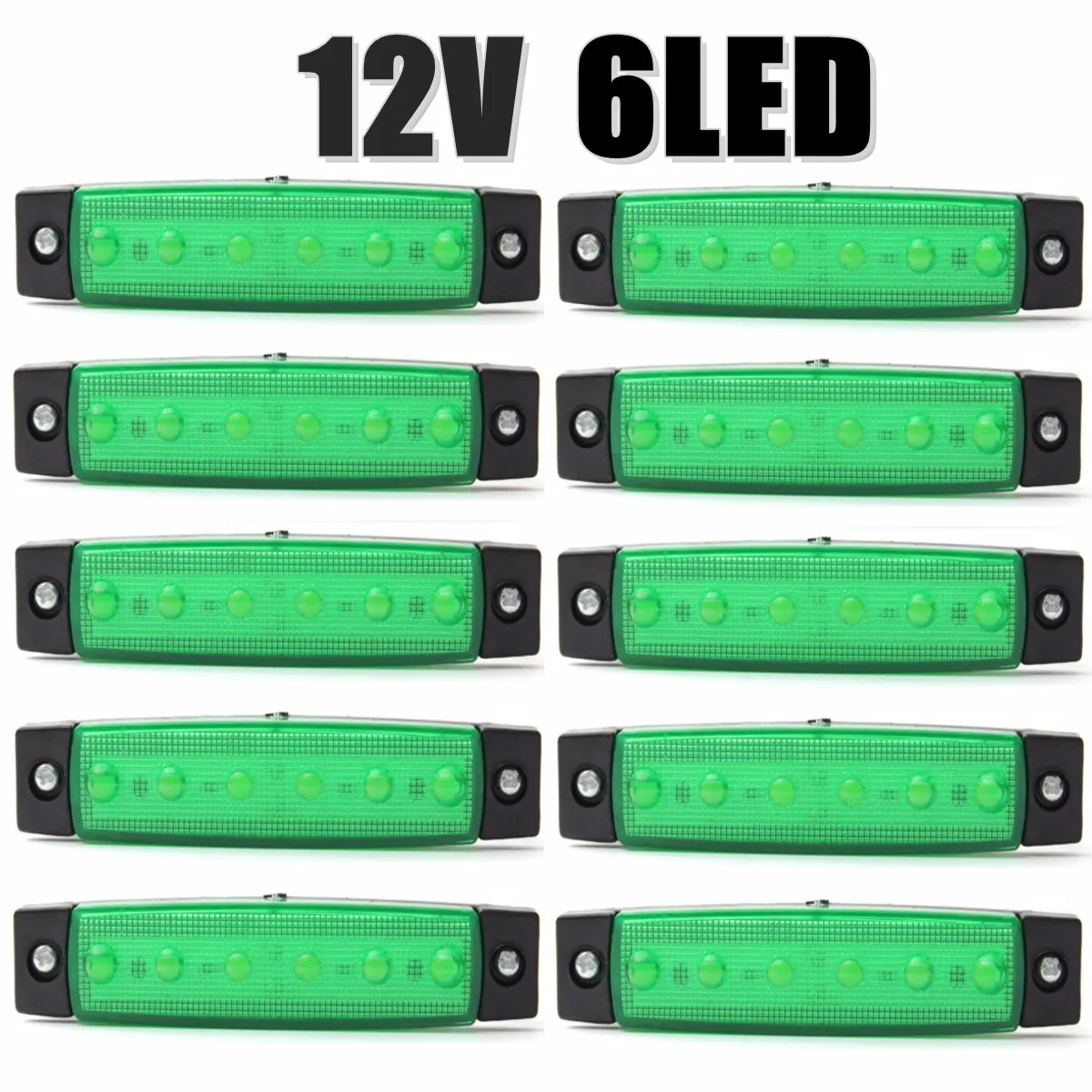 10pcs 12V Green 10/30 шт красный+ белый+ желтый автомобиль Внешнее освещение светодиодный 12V 6 Автомобильный светодиодный SMD Автомобильные шины для грузовиков вагонов боковые габаритные светодиодный индикатор прицеп светильник - Цвет: 10pcs 12V Green