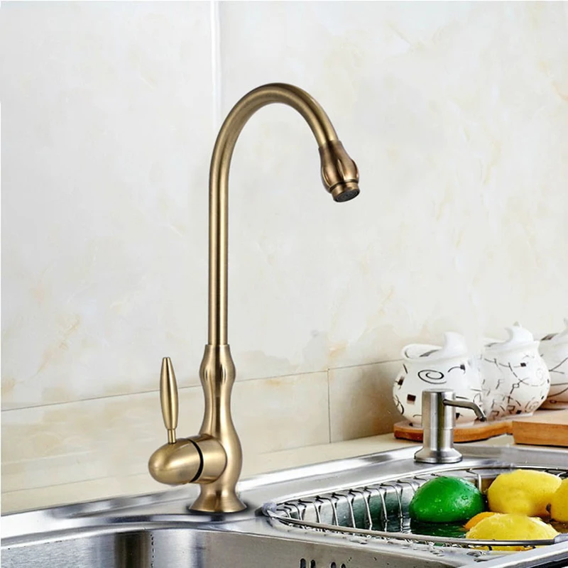 Brush Nickel Kitchen Sink Faucet Hot Cold Water Mixer Grifo Cocina Single Hole Handle Deck Mount Taps Torneira Misturador | Обустройство
