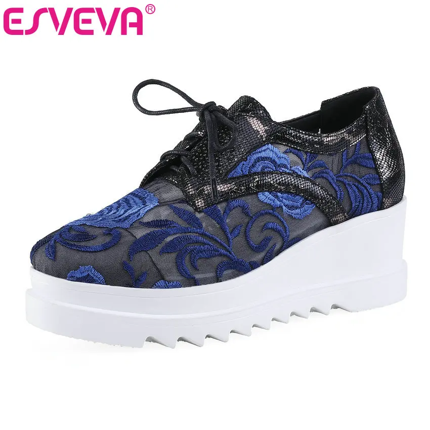 Женская обувь ESVEVA на танкетке из искусственной кожи с принтом шнурках осень