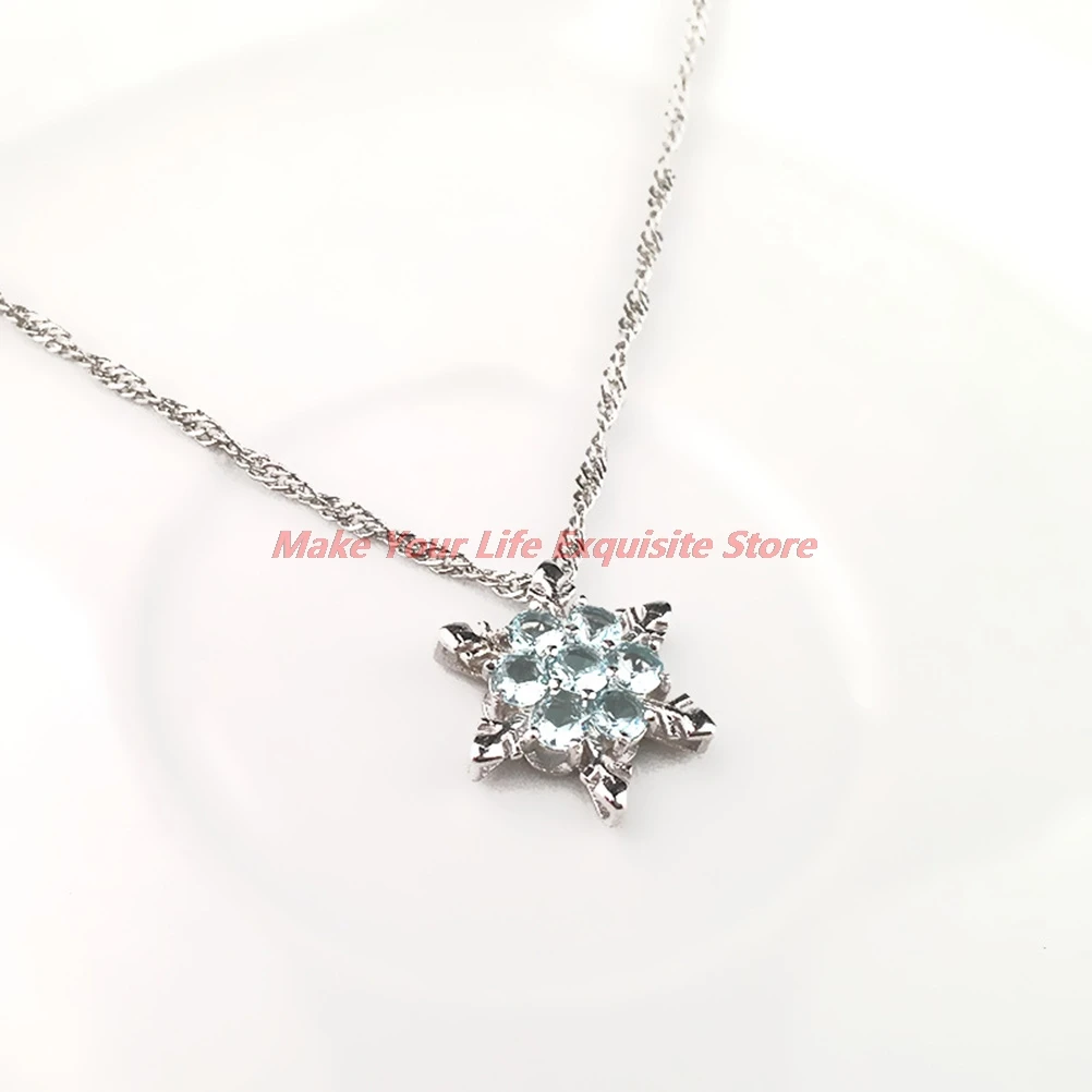 

Miraculous New Vintage Lady Blue Crystal Snowflake Zircon Flower Necklaces & Pendants Jewelry For Women Free Shipping