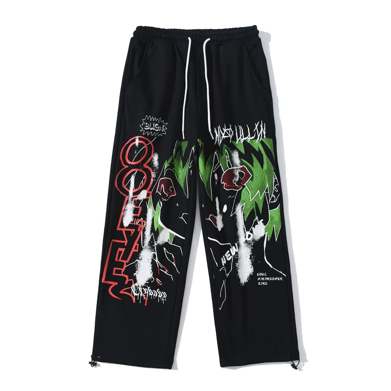 

Хлопковые Штаны с принтом граффити мужские Японская уличная одежда хип-хоп повседневные свободные спортивные штаны для бега мужские 2020 ...