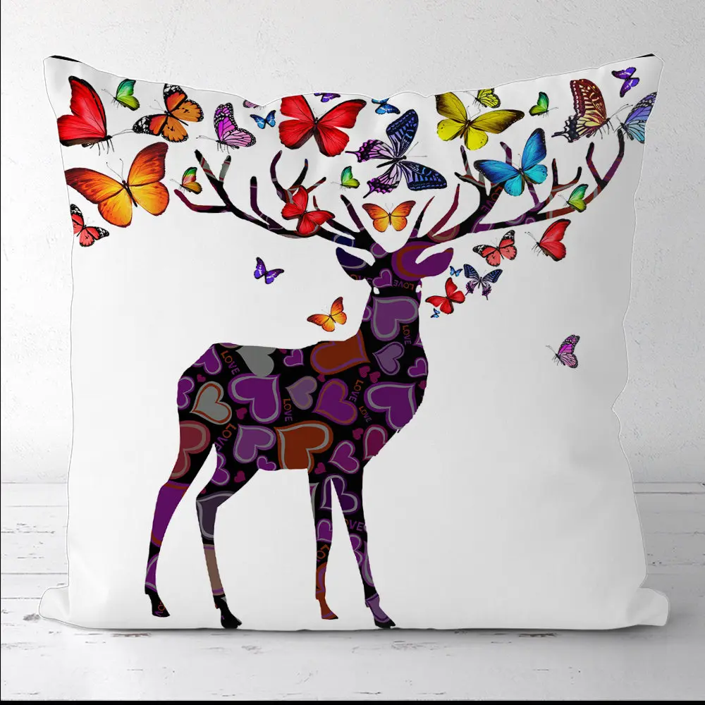 

Custom Elk Butterfly Square Pillowcases Pillow Cover Decor for Sofa Bed Room Cushion Case 45X45CM(One Side)21-0829-23