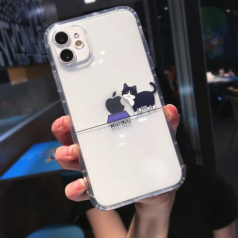 Cute Cartoon Animal Cat Dog Pig Phone Case For iPhone 14 Pro Max 13 12 11 X XS XR 7 8 Plus Funny Couple Transparent Soft Cover
