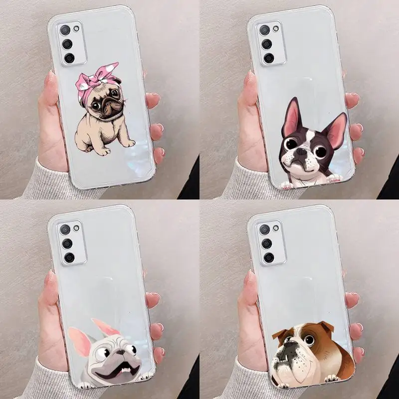 

Dog French Bulldog Phone Case Transparent For oppo RENO A 1 2 3 4 5 7 8 Z 2Z SE ACE PRO moible bag
