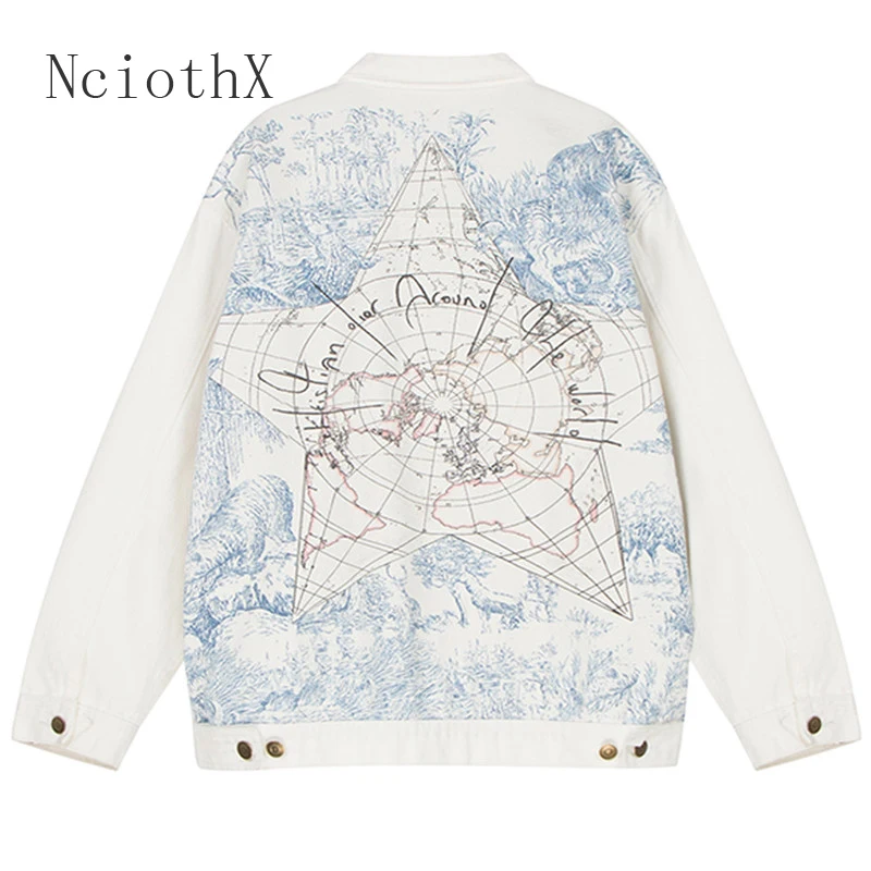 

Женская джинсовая куртка с длинным рукавом, базовое пальто с белым принтом, свободные джинсовые куртки, осень 2021