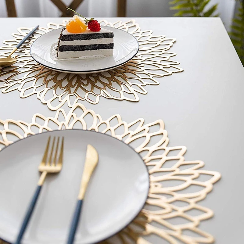 

10 Pack Pressed Vinyl Metallic Placemats/Charger/Wedding Accent Centerpiece --Flower