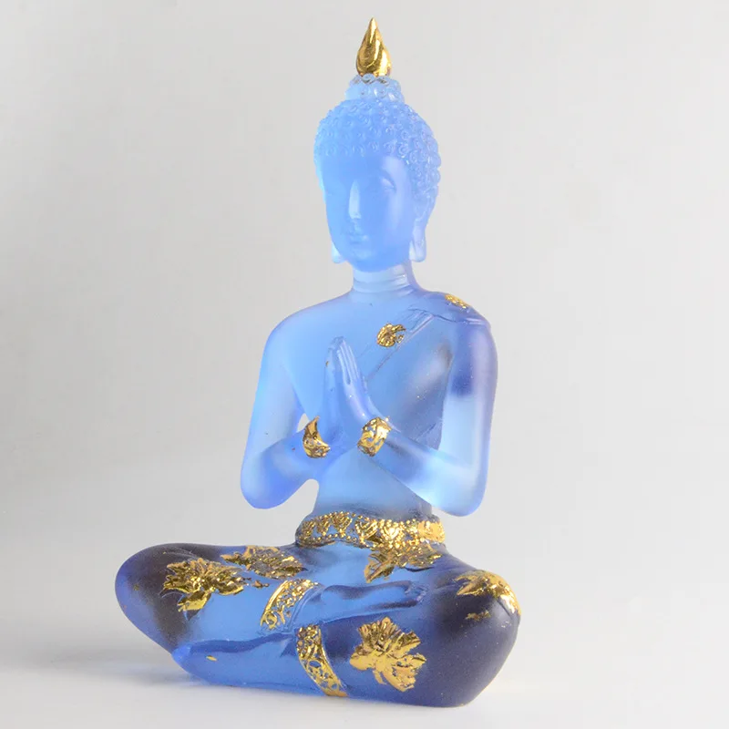 Прозрачная статуя Будды с золотым украшением украшения для дома и офиса фэн-шуй |