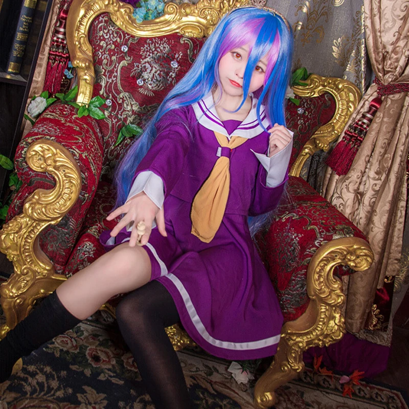 

Японское аниме No Game No Life Imanity Shiro косплей костюмы для женщин и девочек кавайный Морской Костюм Моряка набор длинных прямых волос парики
