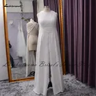Lakshmigown классический кружевной Свадебный комбинезон в стиле бохо платья для свадебной церемонии 2021 элегантные атласные пляжные свадебные платья без рукавов для свадьбы