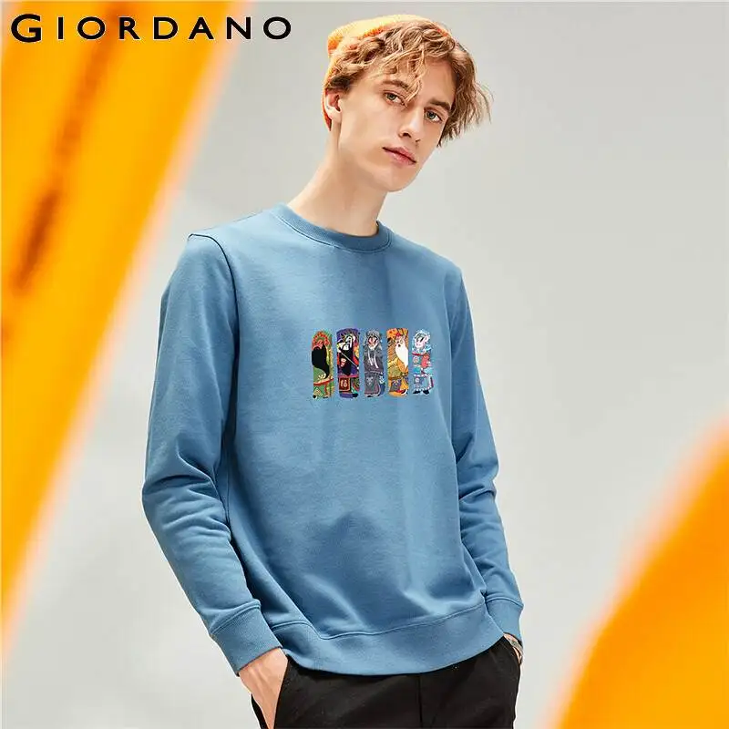

Свитшот Giordano мужской с принтом Пекинской оперы, Свитшот в рубчик с круглым вырезом и длинными рукавами, Повседневный, Moleton Masculino 91090026