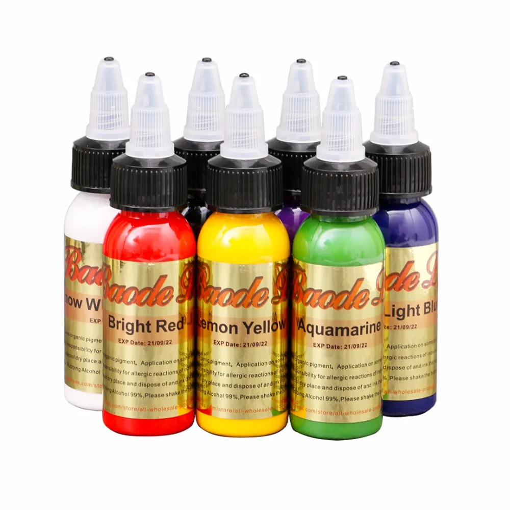 

New 30ml Professional Tattoo Ink 7 Colors Set 1oz 30ml/Bottle Tattoo Pigment Kit Fashion Makeup Cosmetics,tattoo Art Ink