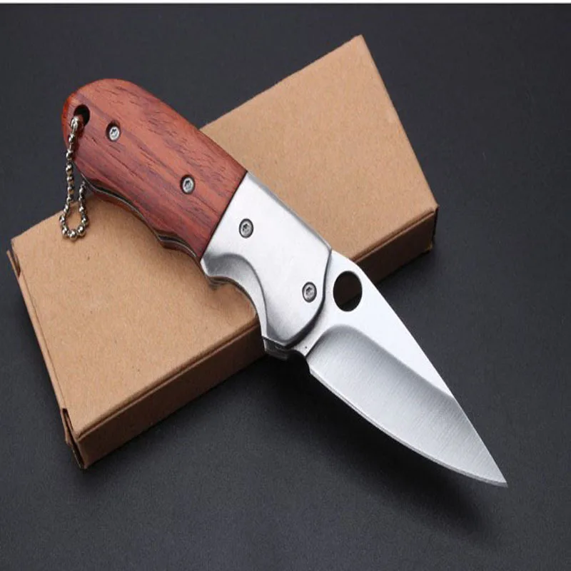 Koop 240Pcs Kleine Zakmes Rvs Blade Camping Messen Hout Hanlde Outdoor Sleutelhanger Edc Cutter