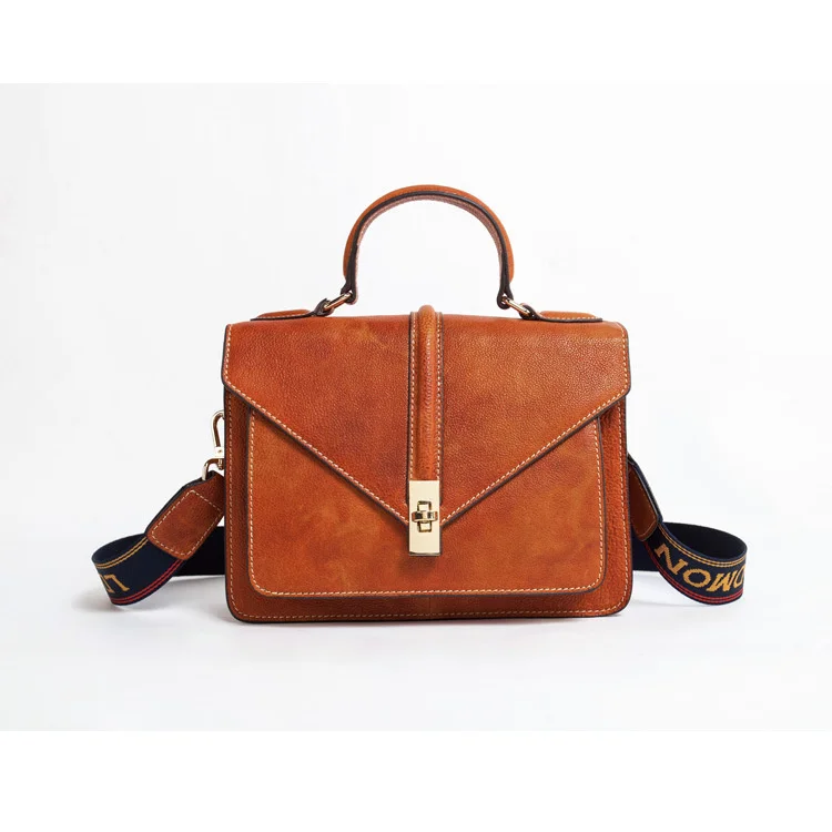 

Leather women's bag new vegetable tanned leather women's bag single shoulder cross carrying small square bag