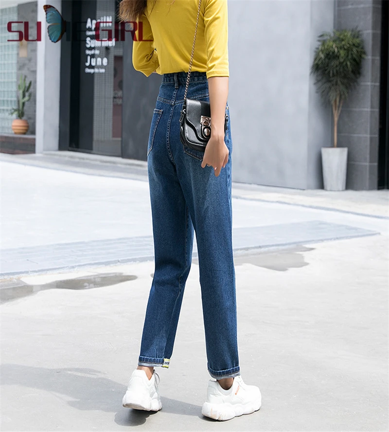 

SUDIE Girl Retro jeans women's pants loose autumn 2020 new high-waisted straight slim dark casual jeans