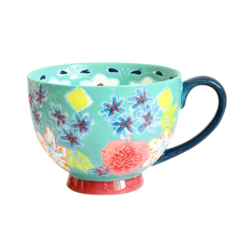 

European style net red ins ceramic cup water cup embossed ceramic cup breakfast cup mug