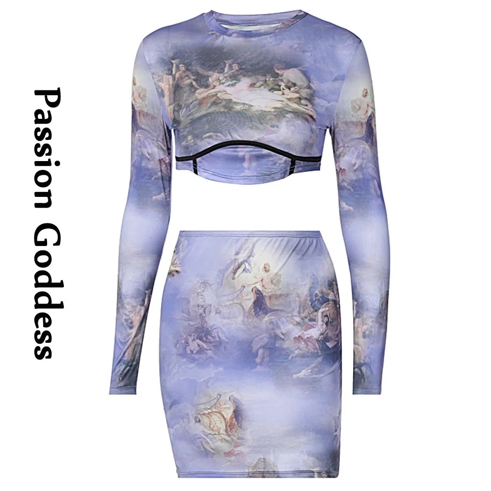 Художественные масляные рубашки для рисования юбка комплекты из 2 предметов