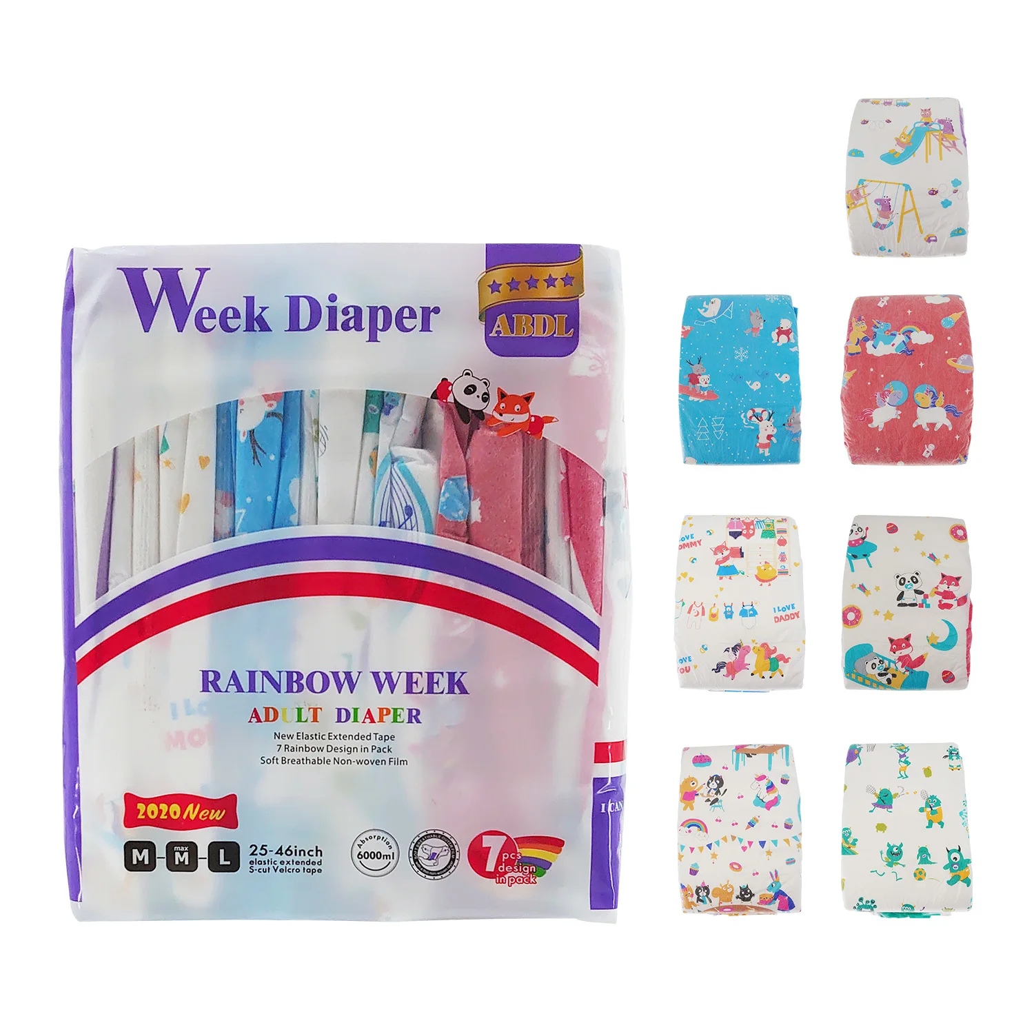 10 @ NIGHT Rainbow Week подгузник ABDL очень большой размер рождественские подгузники