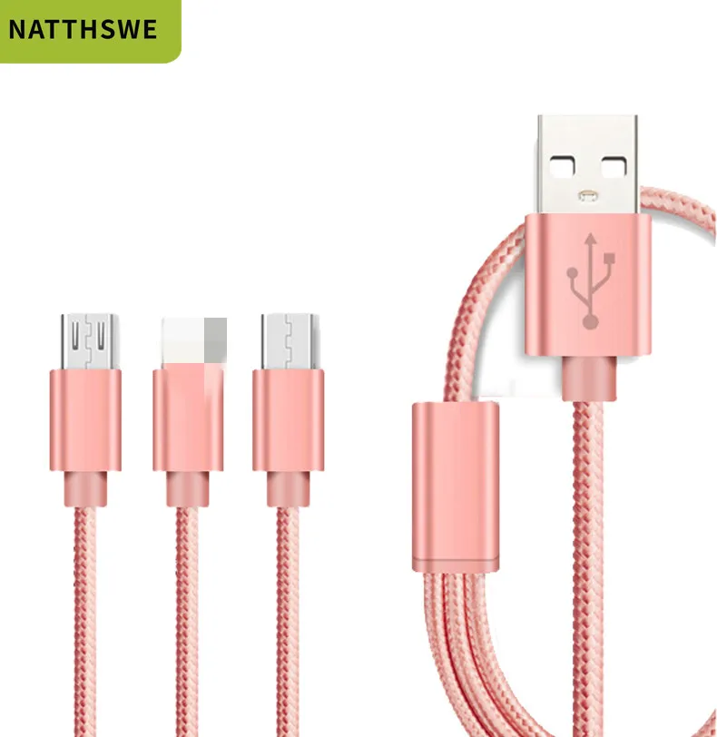 NATTHSWE 3в1 USB кабель для iPhone X 8 7 6 Micro Тип usb C samsung S9 S8 Быстрая зарядка зарядного