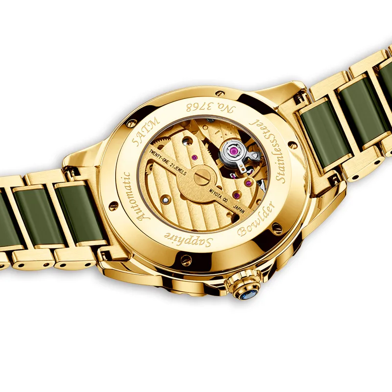 

LUXURY JADE MEN WATCH 100% NATURAL JADE MAN CLOCK AUTOMATIC MECHANICAL HOLLOW PERSONALITY TREND NEW BUSINESS RETRO MALE WATCHES