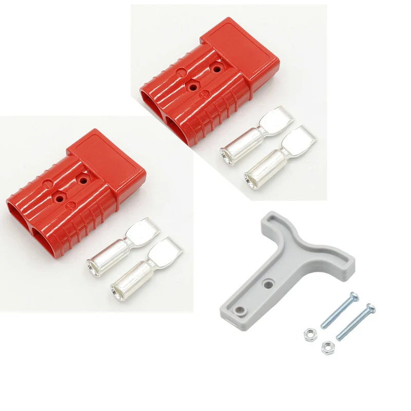 

2pcs 120A 600V Quick Connect Plug Battery Connector Power Plug Winch Connect Gray/Red For Max 2AWG Wire Cable