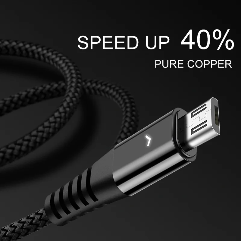 Кабель Micro USB HANNORD кабель быстрой зарядки 2 4 А светодиодный индикатор 1 2/1 8 м для