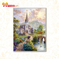 cross stitch kits embroidery needlework sets 11ct water soluble canvas patterns 14ct castle scenery ncms058