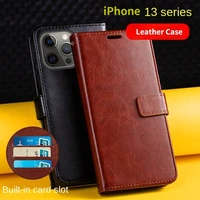 luxury skin leather case for iphone 13 mini pro max flip wallet cards bag phone cover business pu leather cell phone accessories