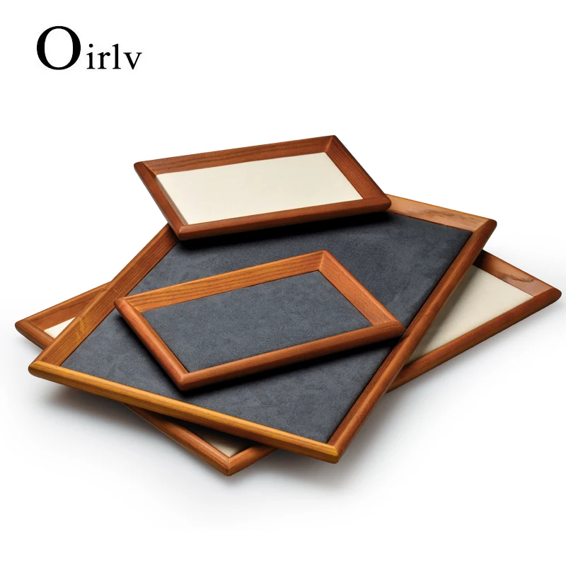 Oirlv Creative Round Beveled Solid Wood Ring Tray Jewelry Display Tray Necklace Storage Display Props