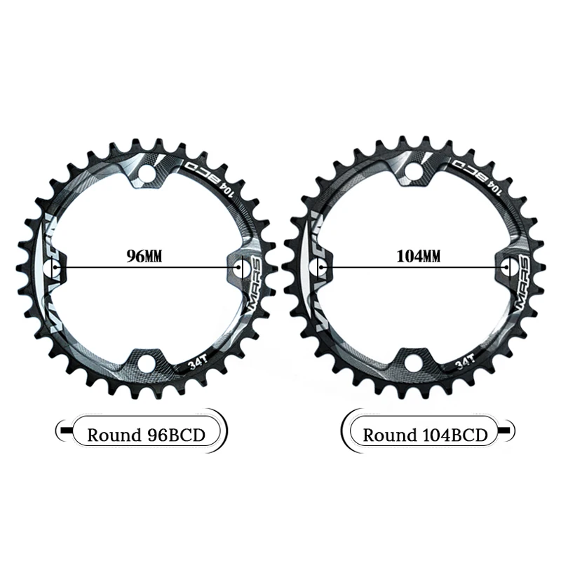 MTB bicicleta redonda rueda ancha estrecha 32 T 34 36 38T40T anillo de cadena cicculo cigyuenanal placa unica para pi | Спорт и