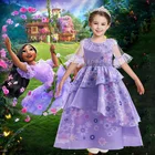 аниме encanto косплей Детское платье для платье для девочки Isabela Madrigal костюмы для косплея фиолетовые платья для девочек цветочным принтом платье рождения для девочек длинная юбка платье на новый год 2022