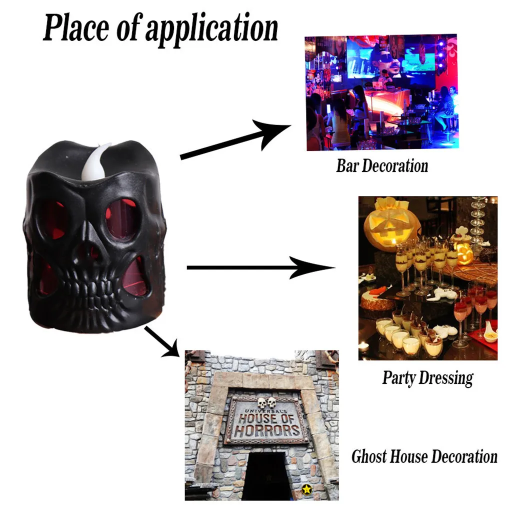 Хэллоуин ночник безопасное фотографическое украшение Череп свеча цветной