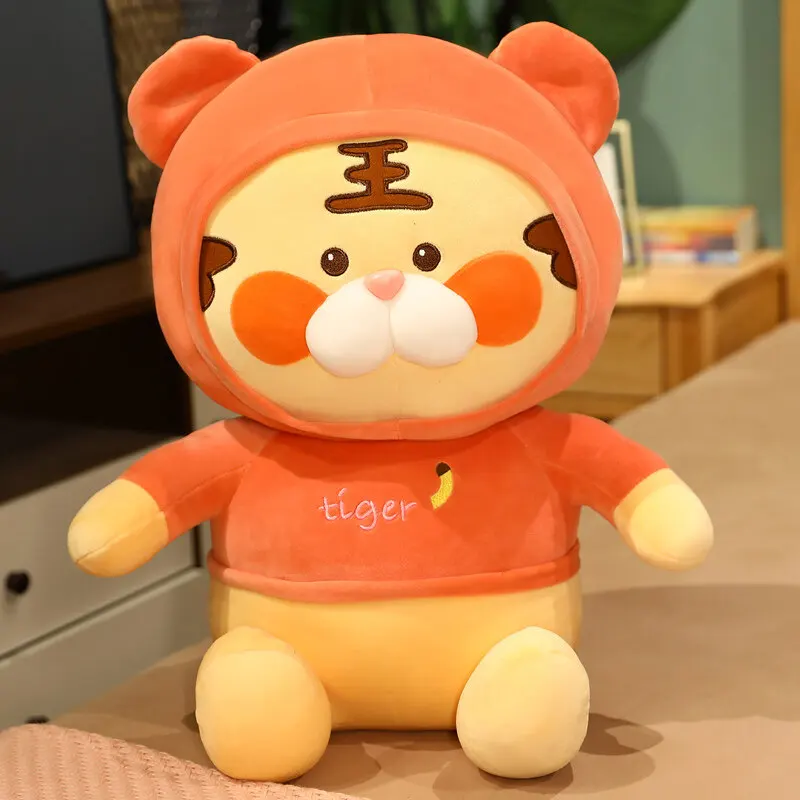 

Newest Blue Orange Kawaii Stuffed Animal Hoodie Tiger Plushie Soft Toy Doll Pillow Hug & Cushion Gift for Children and Women