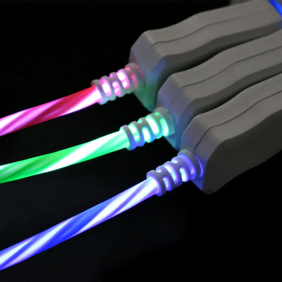 Светодиодный usb-кабель, светильник-вспышка, лампа для передачи данных, зарядное устройство для мобильного телефона для iPhone, samsung, Xiaomi, huawei, Android, кабель type-C 1 м