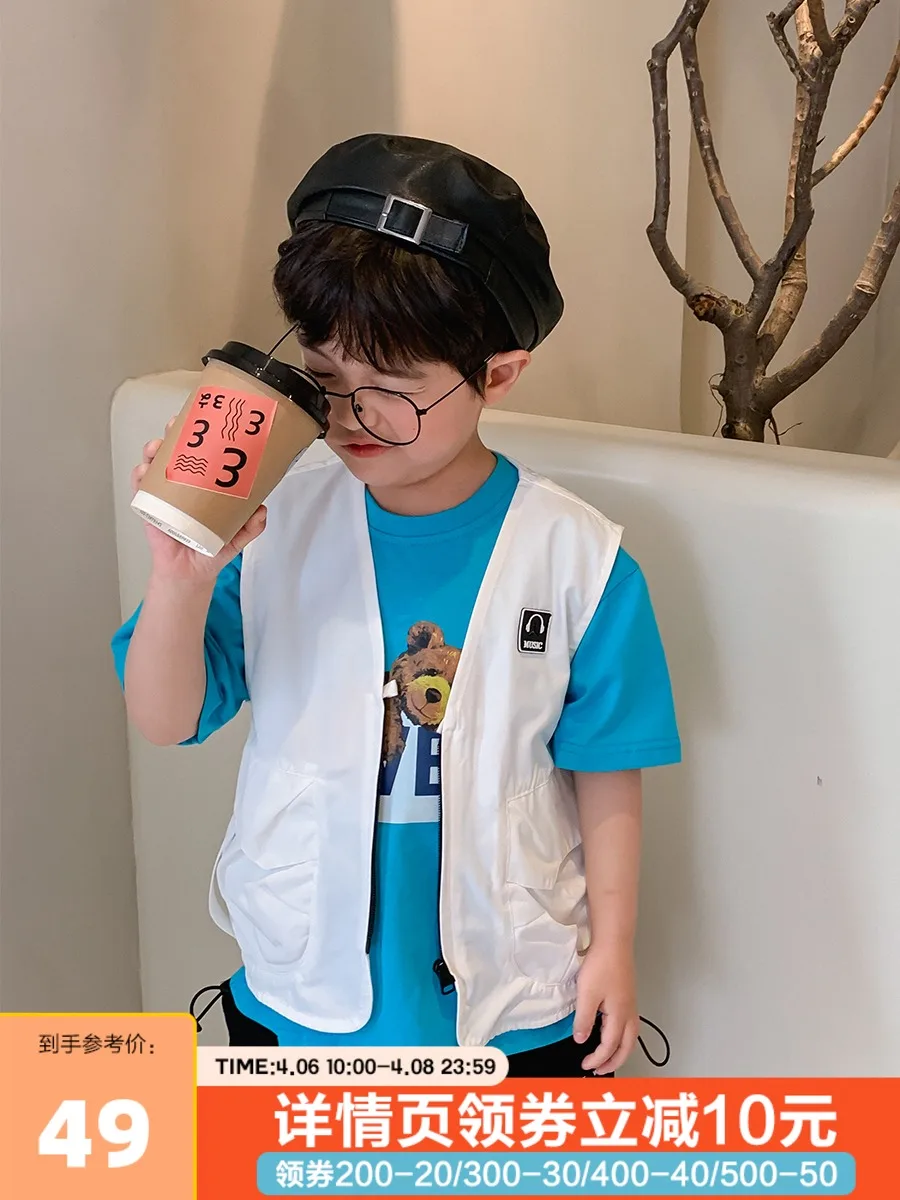 

BB Children's Clothing Children's Vest Thin 2021 New Spring and Summer Medium and Big Children Boys' Vest Casual Outdoor Top