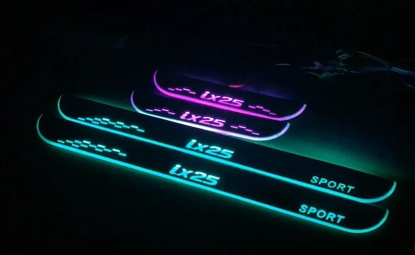 

Infrared sensor control led door sill plate strip welcome light threshold guard protectors for Hyundai ix25