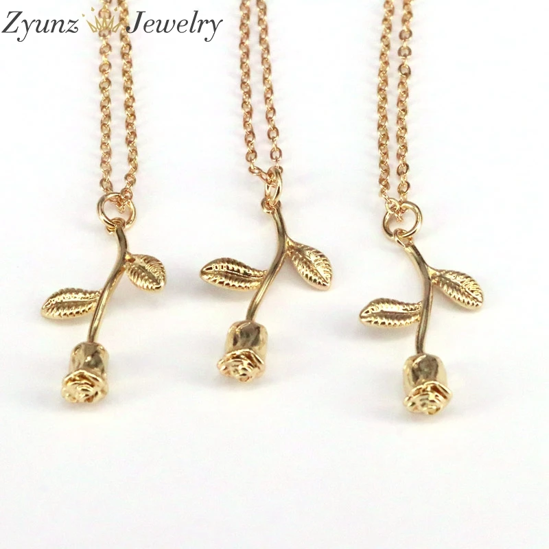 

10PCS, Link Chain necklace Female Gold Chokers Rose pendant Necklaces For Women Fashion Jewelry