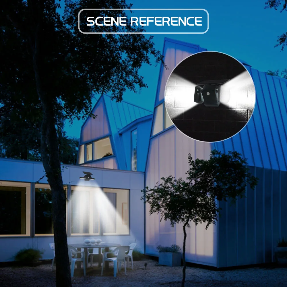 

Outdoor Solar Wall Lights 56 LEDs Motion Sensor Lights Wide Angle Adjustable Solar Panel 2 Heads IP65 Waterproof Security Lights