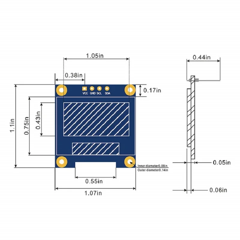 Модуль дисплея OLED 126x6 4 для arduino Blue IIC I2C контакта коммуникации 0 96 дюйма стандартный