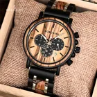Мужские деловые часы BOBO BIRD, деревянные кварцевые наручные часы с хронографом, светящиеся наручные часы, отличный подарок с коробкой