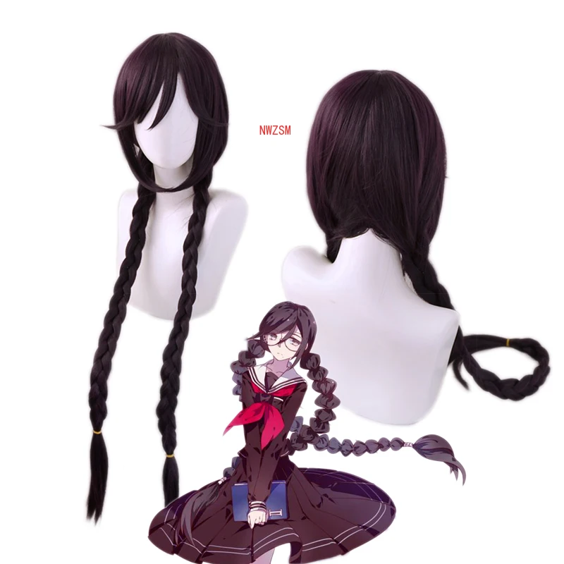 Темно-фиолетовый парик Danganronpa Touko Fukawa Toko длинные косички карнавальный костюм