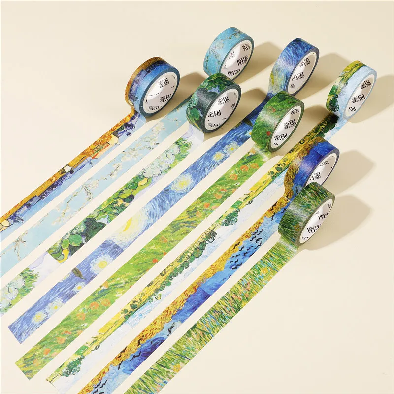 Милый рисовой скотч с изображением звездной ночи Ван Гога Маскировочная лента
